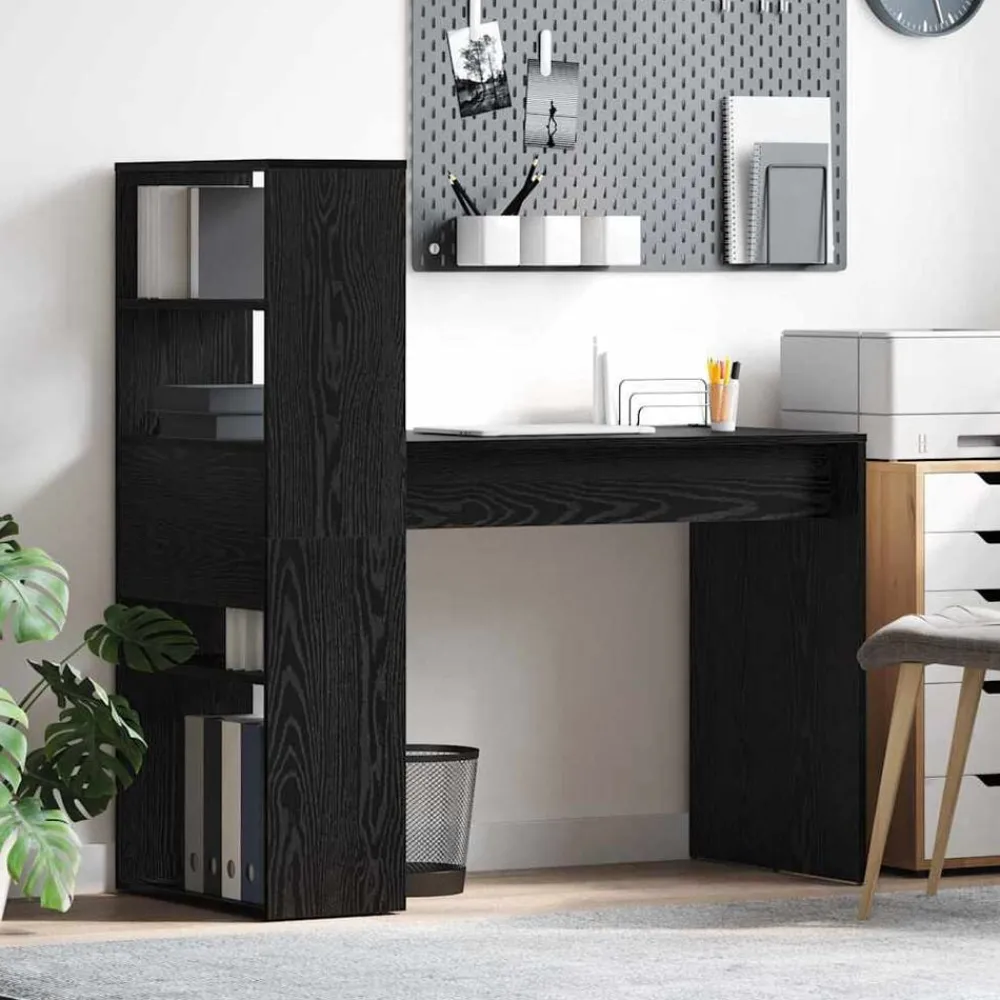 vidaXL Bureau Chêne noir 113 x 54 x 120 cm Bois d'ingénierie