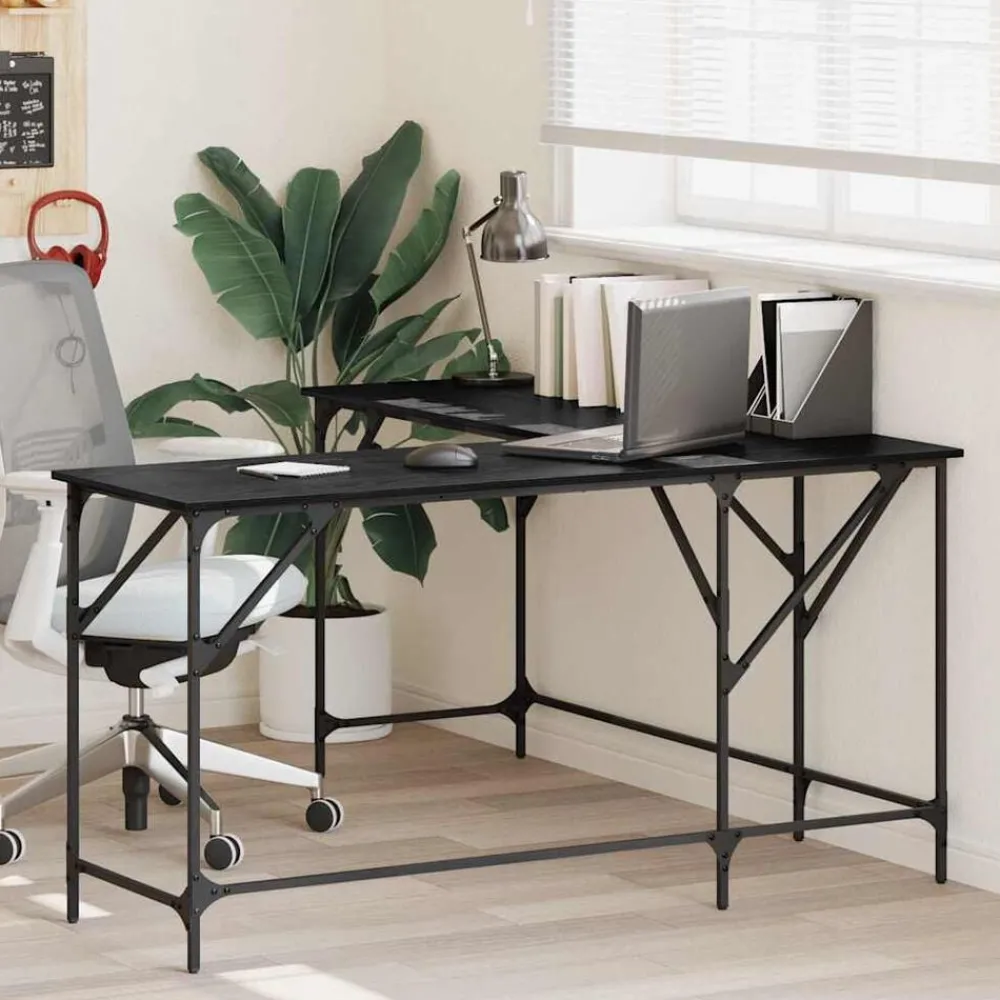 Meubles De Bureau-vidaXL Bureau Chêne noir 149 x 149 x 75 cm Bois d'ingénierie Chêne noir
