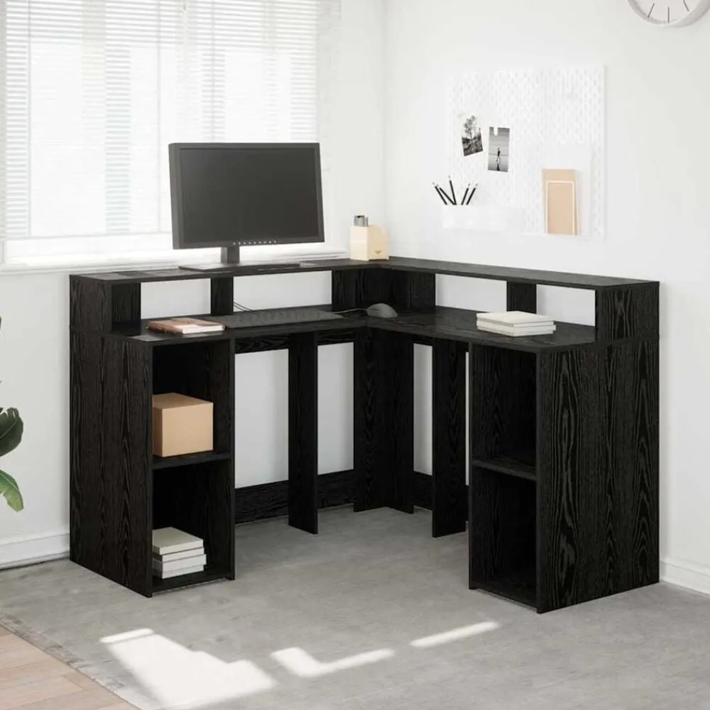 Meubles De Bureau-vidaXL Bureau Chêne noir 130 x 130 x 91 cm Bois d'ingénierie Chêne noir