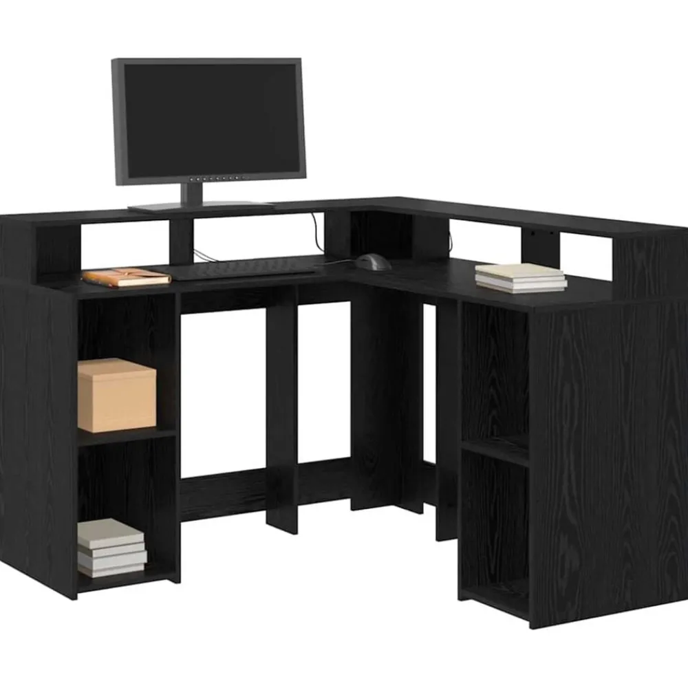 Meubles De Bureau-vidaXL Bureau Chêne noir 130 x 130 x 91 cm Bois d'ingénierie Chêne noir