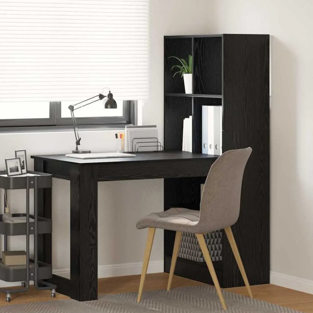Meubles De Bureau-vidaXL Bureau Chêne noir 122 x 67 x 145 cm Bois d'ingénierie Chêne noir