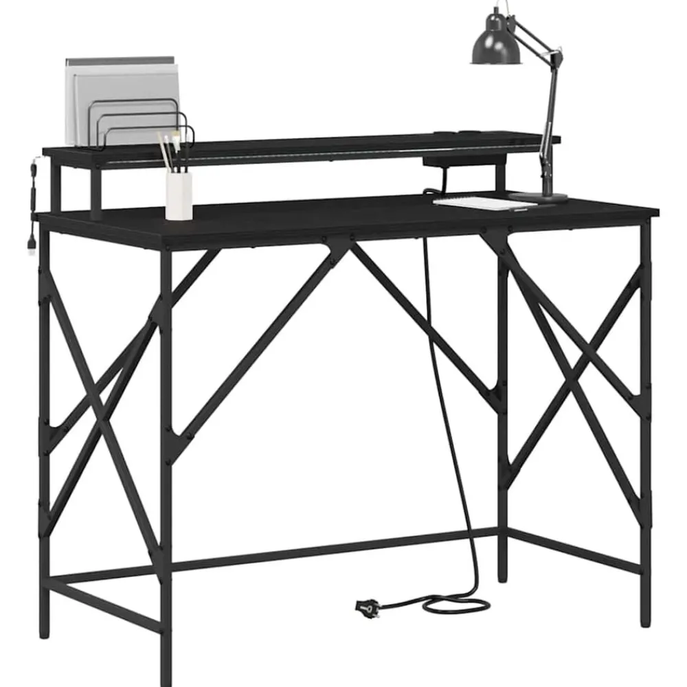 Meubles De Bureau-vidaXL Bureau Chêne noir 100 x 50 x 86,5 cm Bois d'ingénierie Chêne noir