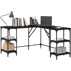 Meubles De Bureau-vidaXL Bureau Chêne noir 139 x 139 x 75 cm Bois d'ingénierie Ch&ecirc;ne noir