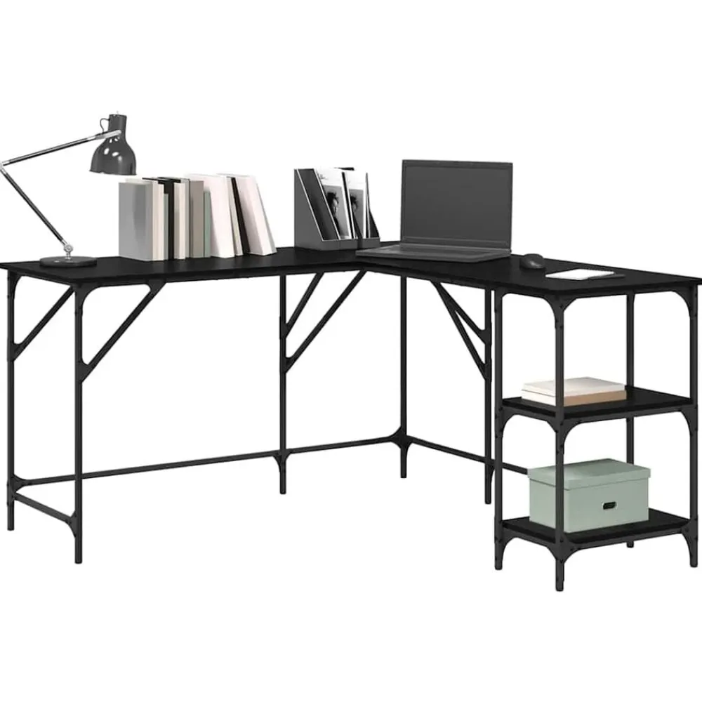 Meubles De Bureau-vidaXL Bureau Chêne noir 139 x 139 x 75 cm Bois d'ingénierie Chêne noir