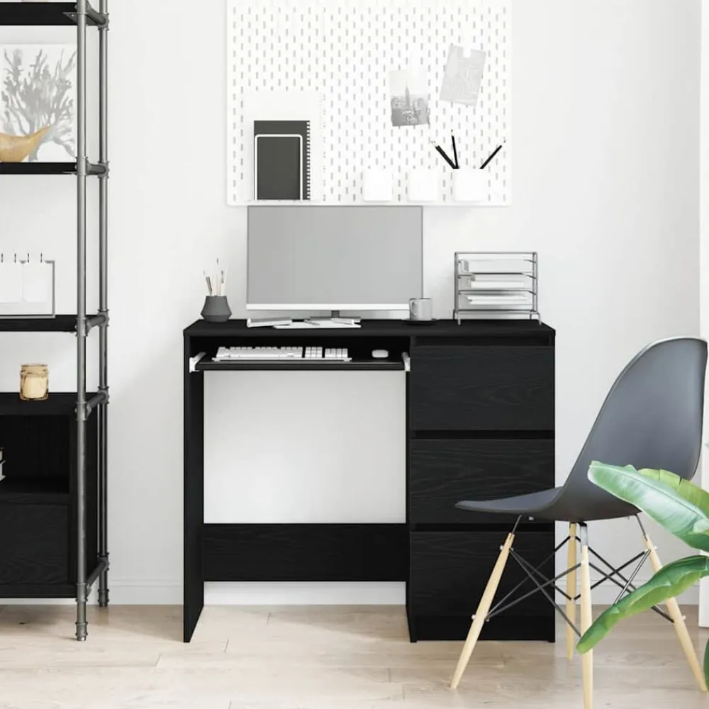 vidaXL Bureau chêne noir 90x45x76 cm bois d'ingénierie