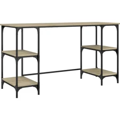 vidaXL Bureau chêne sonoma 140x50x75 cm métal et bois d'ingénierie