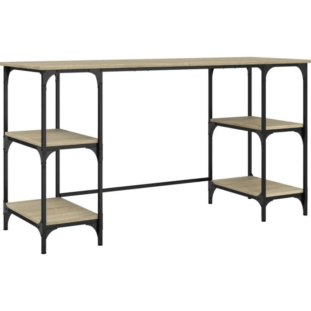 vidaXL Bureau chêne sonoma 140x50x75 cm métal et bois d'ingénierie