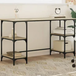 vidaXL Bureau chêne sonoma 140x50x75 cm métal et bois d'ingénierie