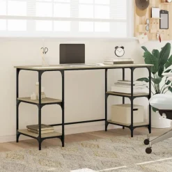 vidaXL Bureau chêne sonoma 140x50x75 cm métal et bois d'ingénierie