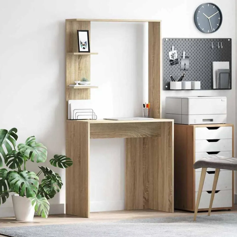 Meubles De Bureau-vidaXL Bureau Chêne Sonoma 78,5 x 37 x 154,5 cm Bois d'ingénierie Chêne sonoma