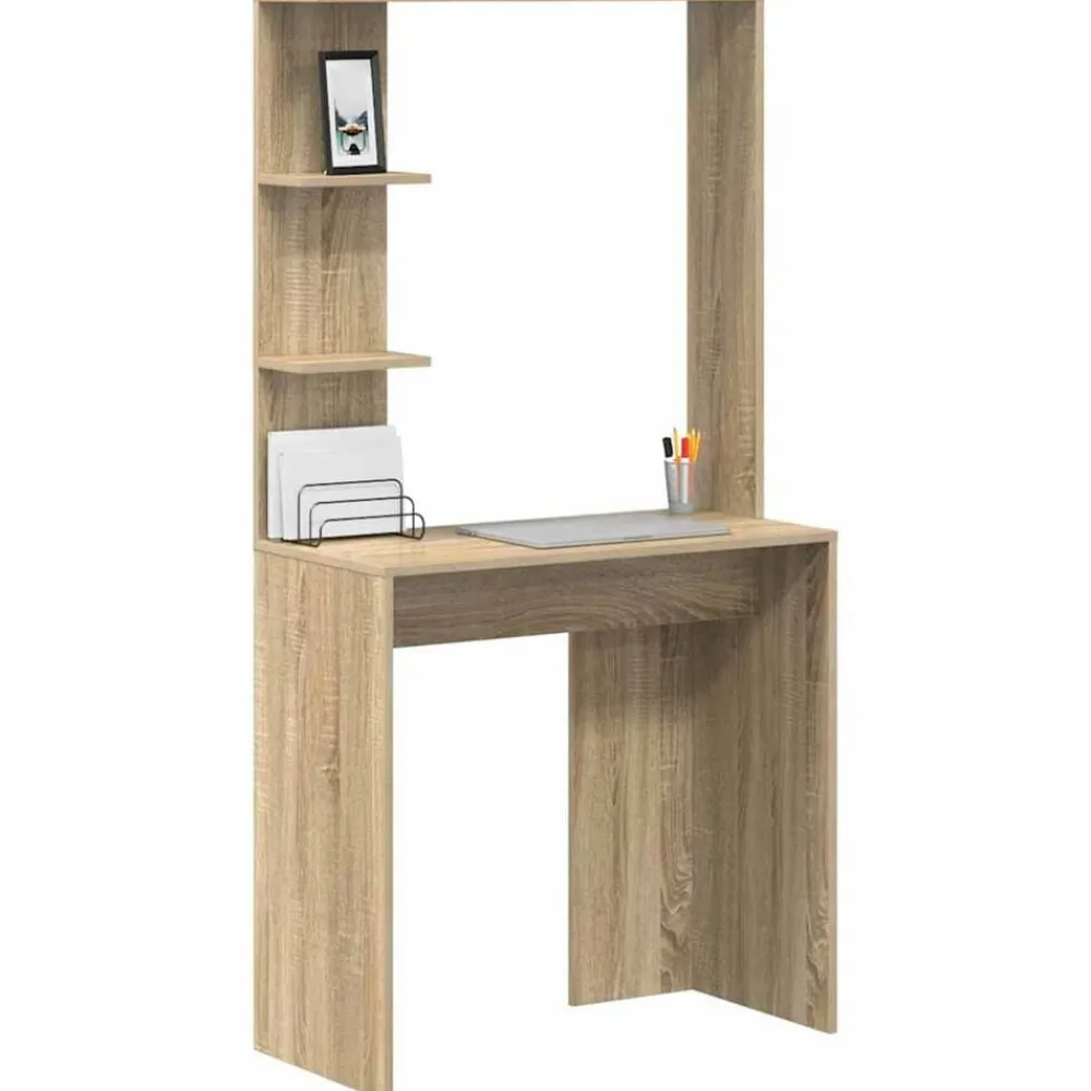 Meubles De Bureau-vidaXL Bureau Chêne Sonoma 78,5 x 37 x 154,5 cm Bois d'ingénierie Chêne sonoma