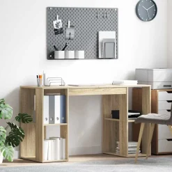 vidaXL Bureau Chêne Sonoma 130 x 50.5 x 75 cm Bois d'ingénierie