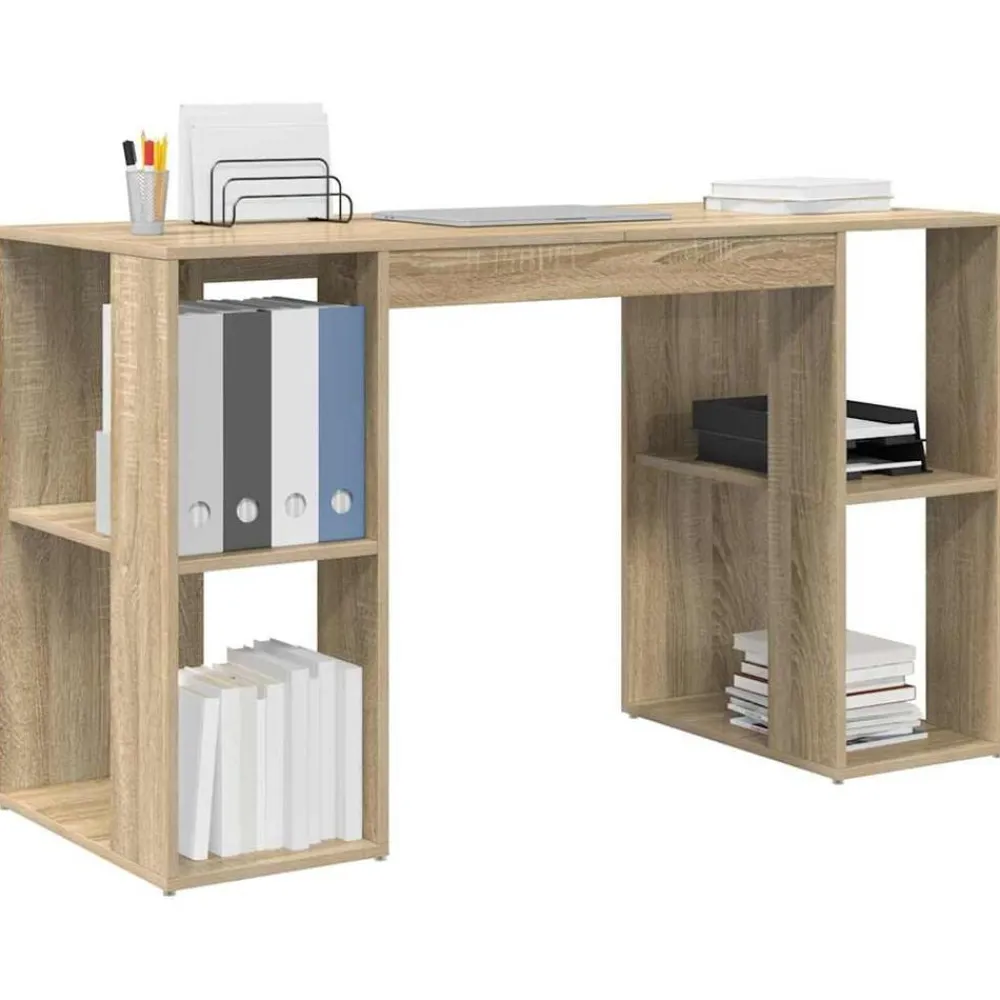 vidaXL Bureau Chêne Sonoma 130 x 50.5 x 75 cm Bois d'ingénierie