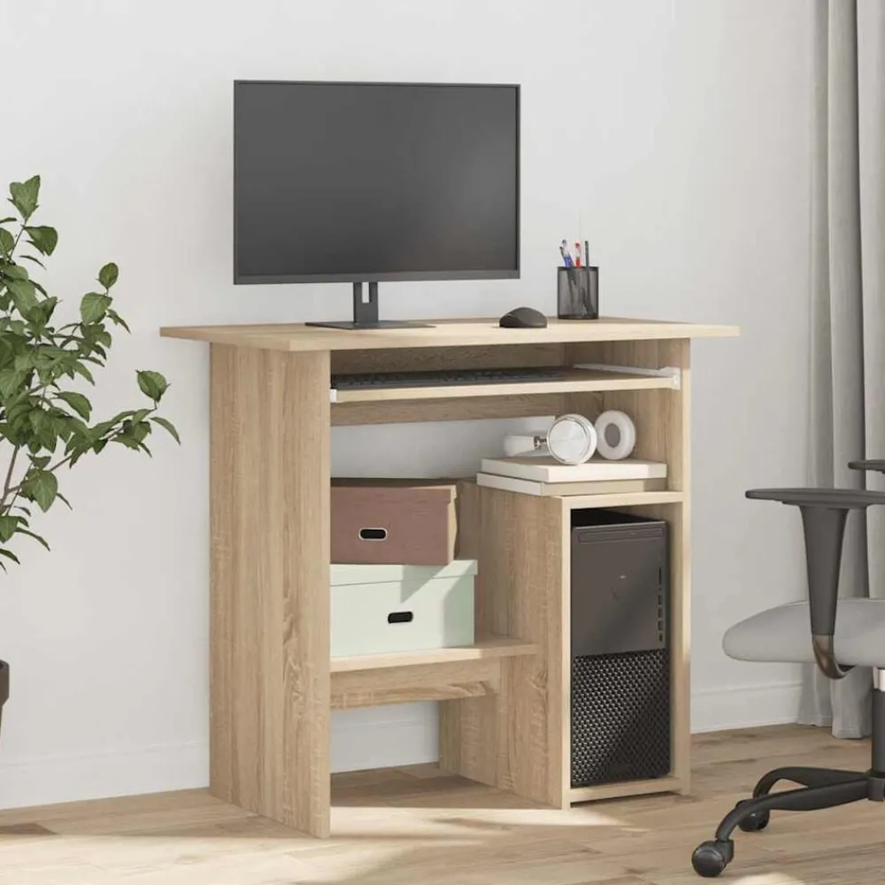 Meubles De Bureau-vidaXL Bureau Chêne sonoma 80x45x74 cm Bois d’ingénierie Chêne sonoma