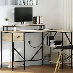 vidaXL Bureau Chêne Sonoma 120 x 79 x 86,5 cm Bois d'ingénierie