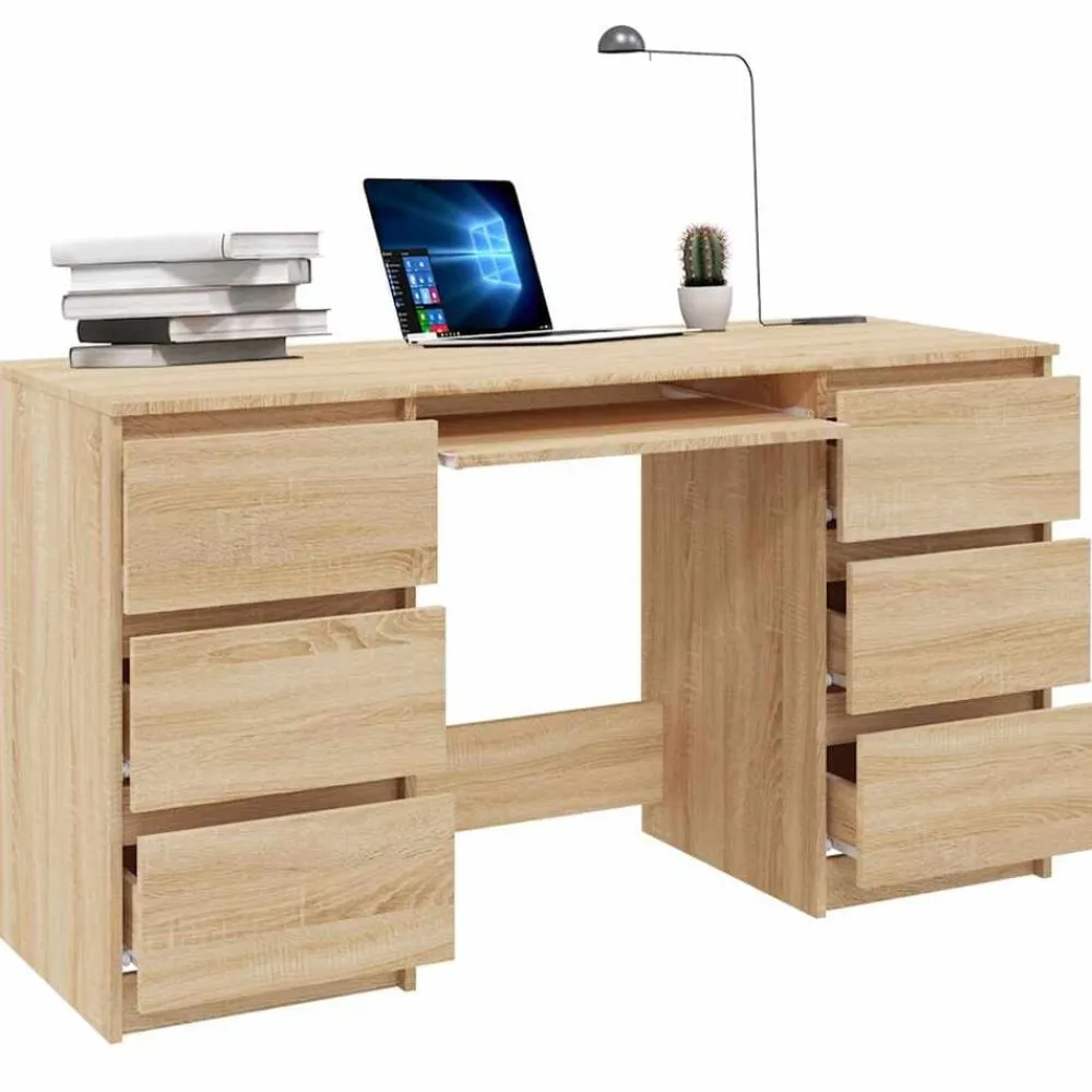 vidaXL Bureau Chêne sonoma 140x50x77 cm Bois d'ingénierie