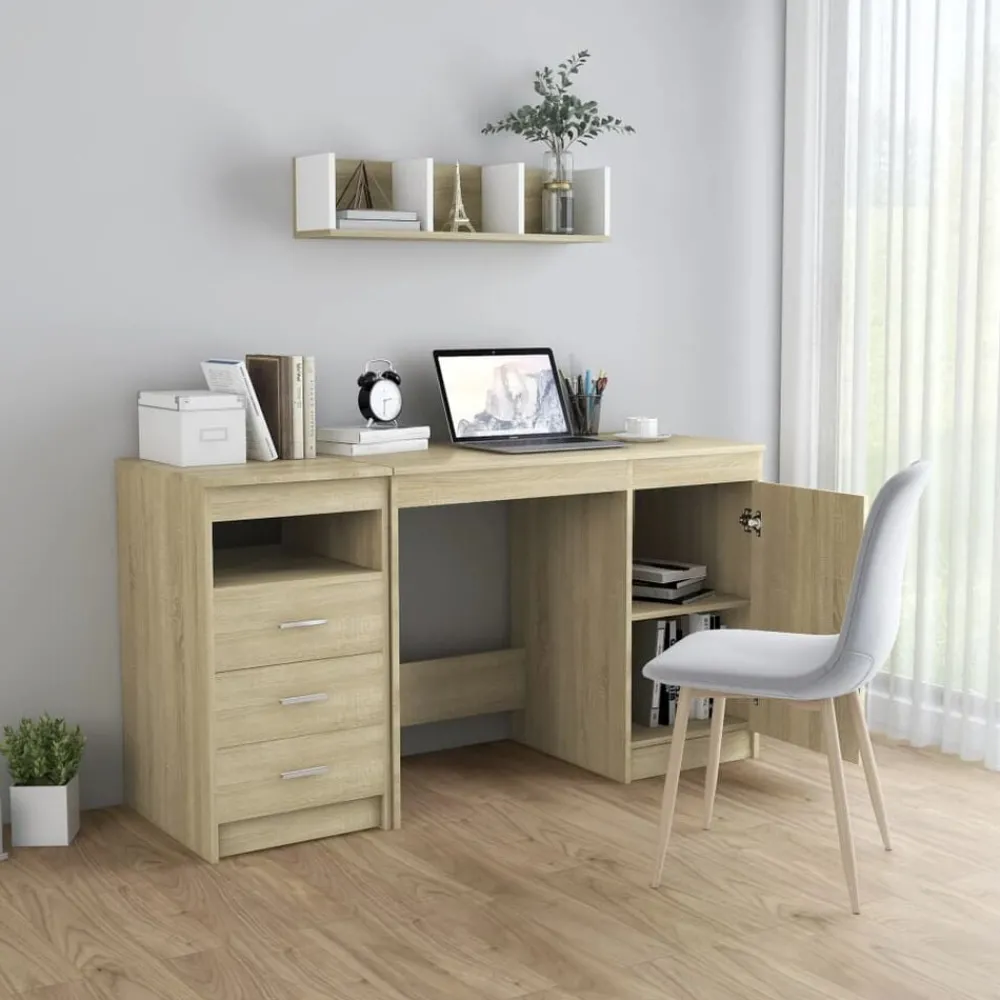 Meubles De Bureau-vidaXL Bureau Chêne sonoma 140x50x76 cm Bois d’ingénierie Chêne sonoma