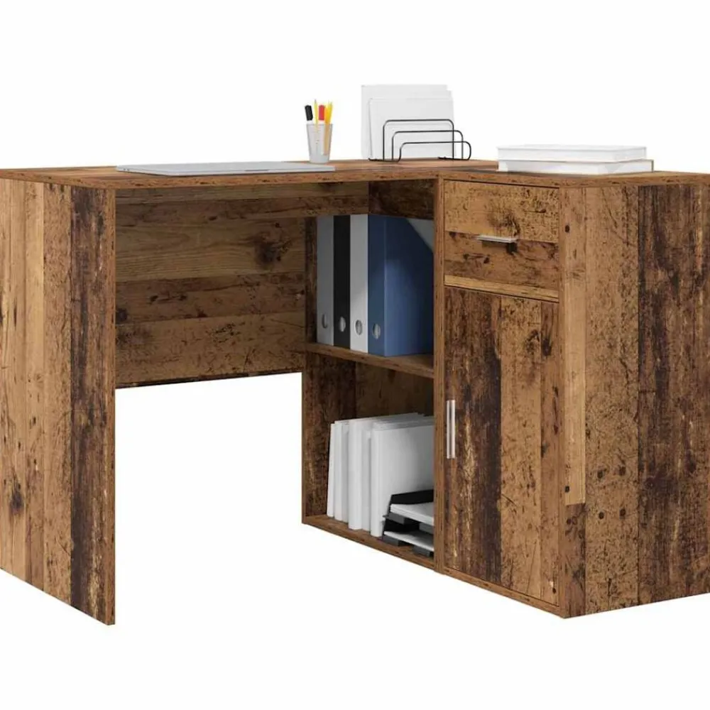 Meubles De Bureau-vidaXL Bureau d'angle avec tiroir 102 x 88 x 75 cm Bois ancien