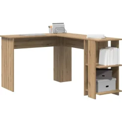 Meubles De Bureau-vidaXL Bureau d'angle avec étagère Chêne artisanal 140 x 113,5 x 75 cm chêne artisanal
