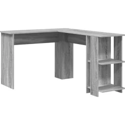 vidaXL Bureau d'angle avec étagère Gris Sonoma 140 x 113,5 x 75 cm