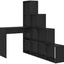 Meubles De Bureau-vidaXL Bureau d'angle avec étagère Chêne noir 101,5 x 149,5 x 149,5 cm Chêne noir