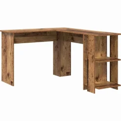 Meubles De Bureau-vidaXL Bureau d'angle avec étagère 140 x 113,5 x 75 cm Bois ancien