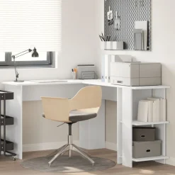 Meubles De Bureau-vidaXL Bureau d'angle 140 x 113,5 x 75 cm Bois d'ingénierie Blanc