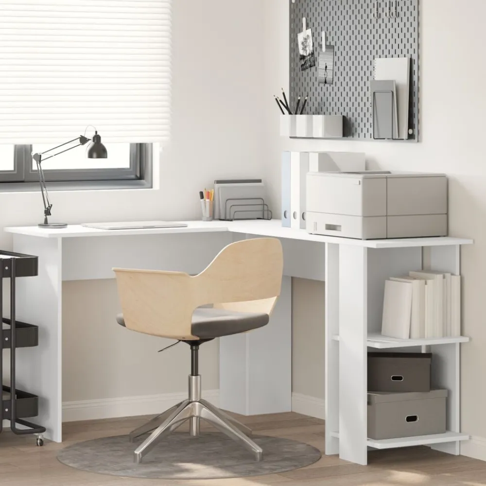 Meubles De Bureau-vidaXL Bureau d'angle 140 x 113,5 x 75 cm Bois d'ingénierie Blanc