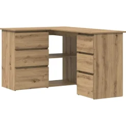 vidaXL Bureau d'angle chêne artisanal 145x100x76 cm bois d'ingénierie