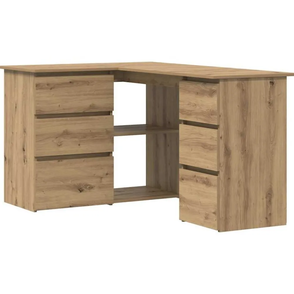 vidaXL Bureau d'angle chêne artisanal 145x100x76 cm bois d'ingénierie