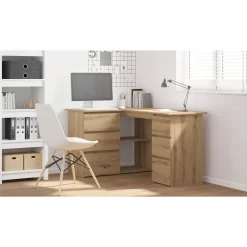 vidaXL Bureau d'angle chêne artisanal 145x100x76 cm bois d'ingénierie