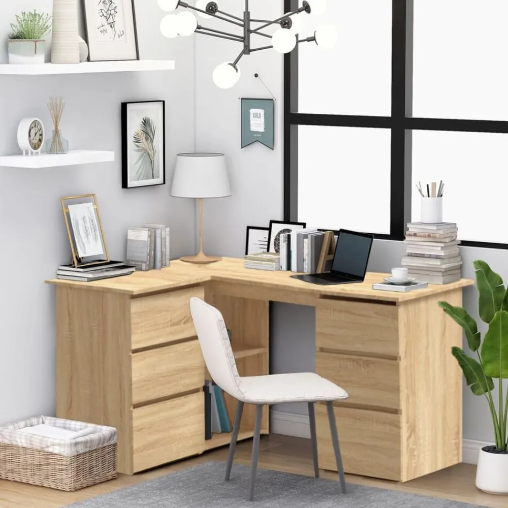 Meubles De Bureau-vidaXL Bureau d'angle Chêne sonoma 145x100x76 cm Bois d'ingénierie Chêne sonoma