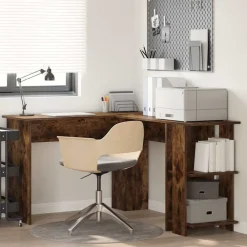 vidaXL Bureau d'angle Chêne fumé 140 x 113,5 x 75 cm Bois d'ingénierie