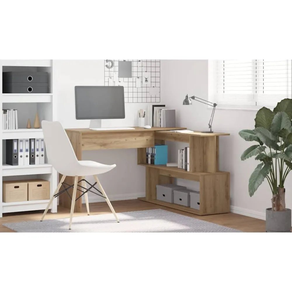 vidaXL Bureau d'angle chêne artisanal 200,5x50x76 cm bois d'ingénierie