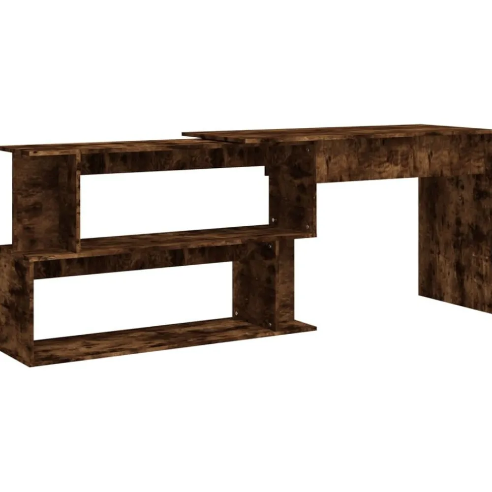 vidaXL Bureau d'angle Chêne fumé 200x50x76 cm Bois d'ingénierie