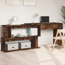 vidaXL Bureau d'angle Chêne fumé 200x50x76 cm Bois d'ingénierie