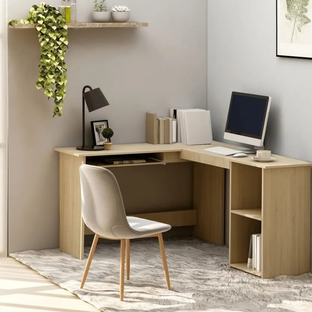 Meubles De Bureau-vidaXL Bureau d'angle en forme de L Chêne sonoma Bois d'ingénierie Chêne sonoma