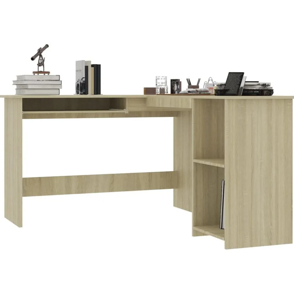 Meubles De Bureau-vidaXL Bureau d'angle en forme de L Chêne sonoma Bois d'ingénierie Chêne sonoma