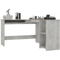 Meubles De Bureau-vidaXL Bureau d'angle en forme de L Bois d'ingénierie Gris béton