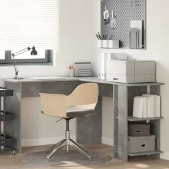 Meubles De Bureau-vidaXL Bureau d'angle 140 x 113,5 x 75 cm Bois d'ingénierie Gris béton