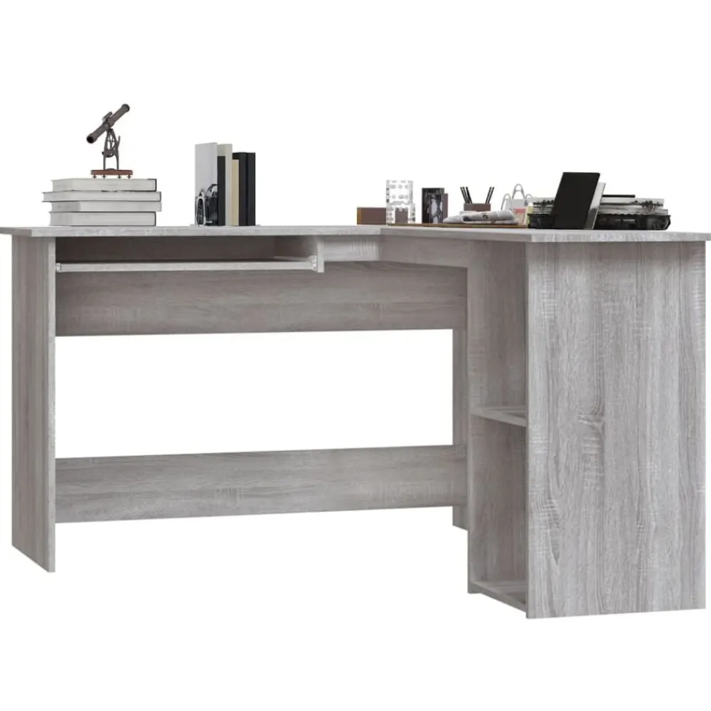 Meubles De Bureau-vidaXL Bureau d'angle 120x140x75 cm bois d'ingénierie Sonoma gris
