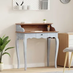 vidaXL Bureau d'écriture avec tiroir Marron et blanc 80 x 40 x 92 cm