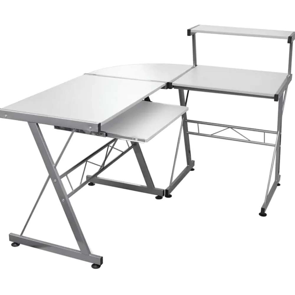 Meubles De Bureau-vidaXL Bureau d'ordinateur d'angle 132x112x99 cm Bois ingénierie Blanc