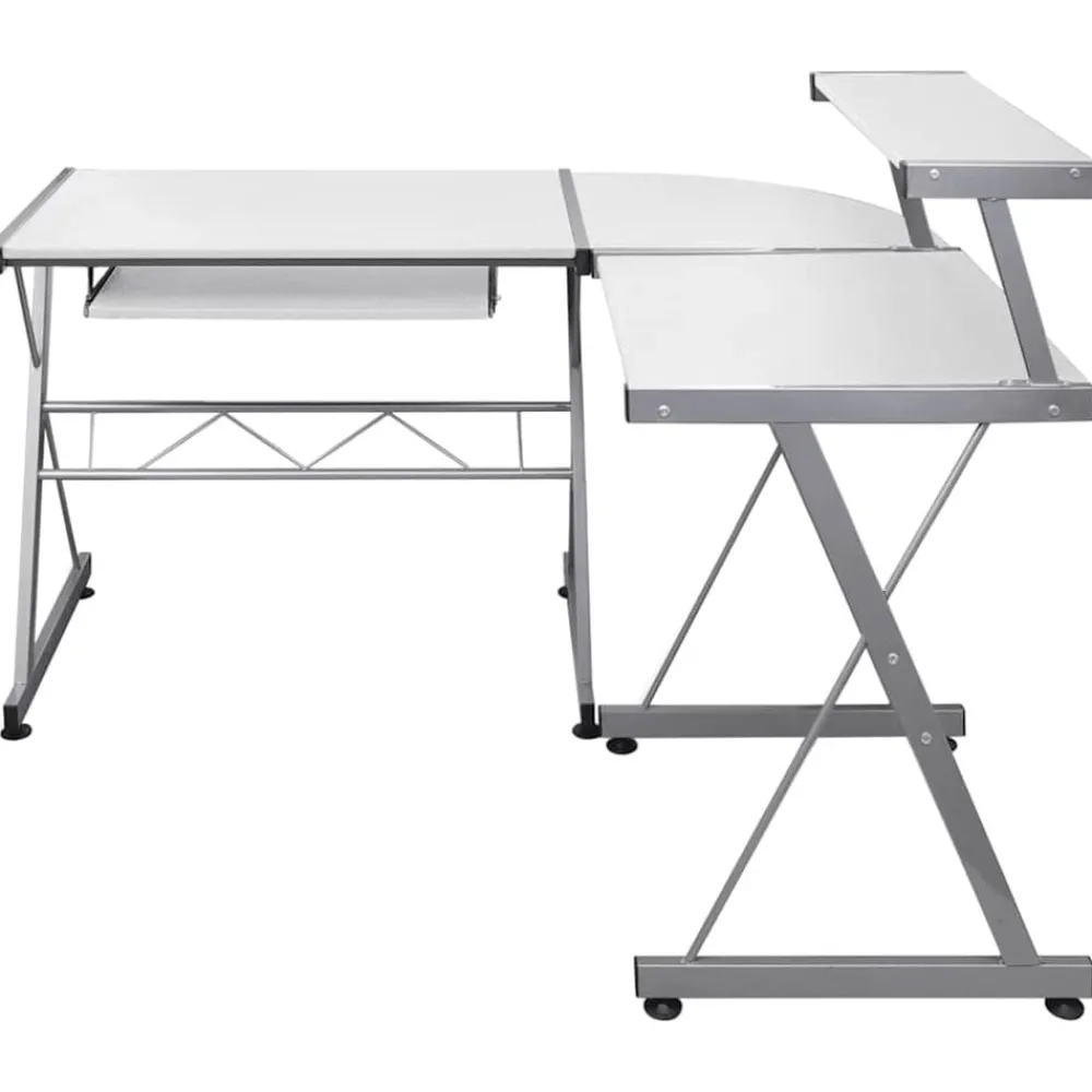 Meubles De Bureau-vidaXL Bureau d'ordinateur d'angle 132x112x99 cm Bois ingénierie Blanc