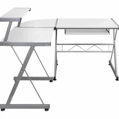 Meubles De Bureau-vidaXL Bureau d'ordinateur d'angle 132x112x99 cm Bois ingénierie Blanc