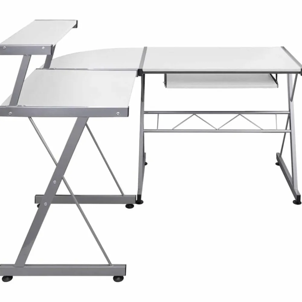 Meubles De Bureau-vidaXL Bureau d'ordinateur d'angle 132x112x99 cm Bois ingénierie Blanc