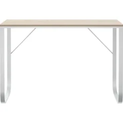 Meubles De Bureau-vidaXL Bureau d'ordinateur Blanc et chêne 110x60x73 cm Aggloméré blanc et ch&ecirc;ne