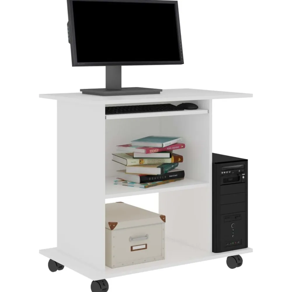 Meubles De Bureau-vidaXL Bureau d'ordinateur 80x50x75 cm Bois d'ingénierie Blanc