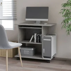 Meubles De Bureau-vidaXL Bureau d'ordinateur 80x50x75 cm Bois d'ingénierie Gris béton