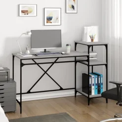 vidaXL Bureau et étagères 135x50x90 cm bois ingénierie/fer